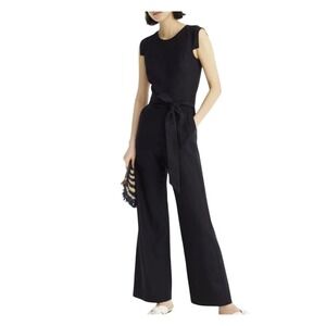 J.Crew 365 Women's 4 Black Linen Resume Jumpsuit Sleeveless wide leg‎ Belted